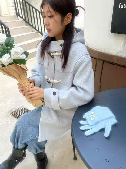 🧥【✨PREORDER✨ 韓國製連帽牛角釦羊毛外套 / Korean Wool Toggle Hooded Coat】