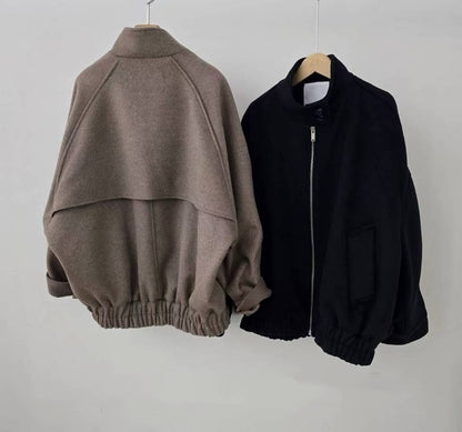 🧥【✨PREORDER✨ 韓國製高領鬆身短褸 / Korean Wool Zip-Up Short Jacket】