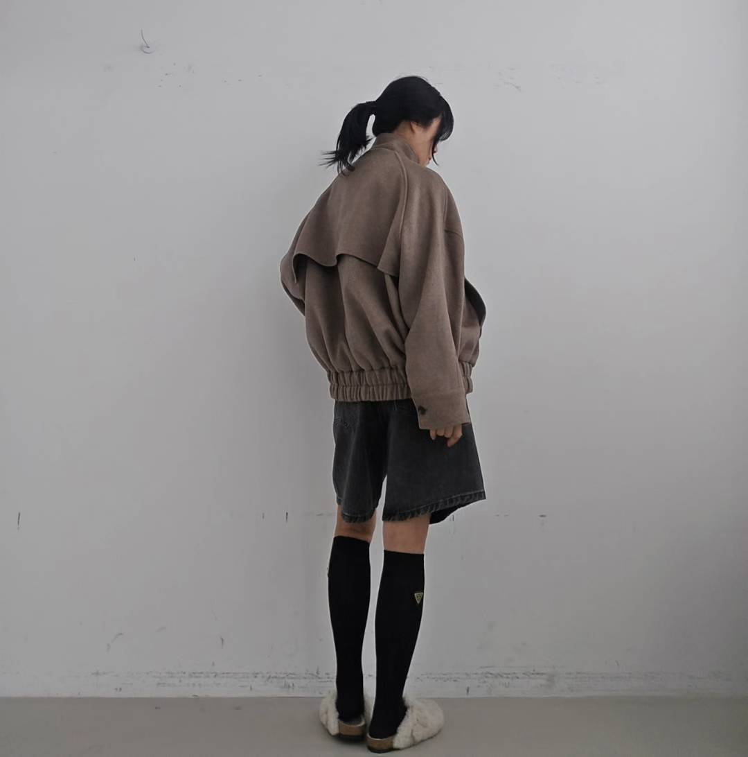 🧥【✨PREORDER✨ 韓國製高領鬆身短褸 / Korean Wool Zip-Up Short Jacket】