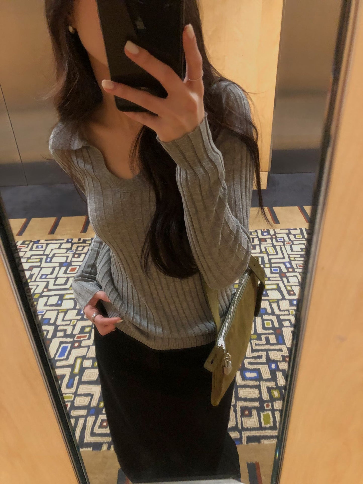 Ribbed Collar Knit Top
