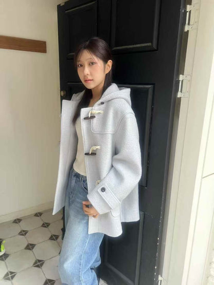 🧥【✨PREORDER✨ 韓國製連帽牛角釦羊毛外套 / Korean Wool Toggle Hooded Coat】