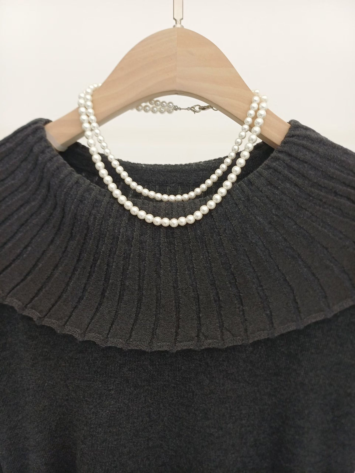 Pleated Collar Knit Top