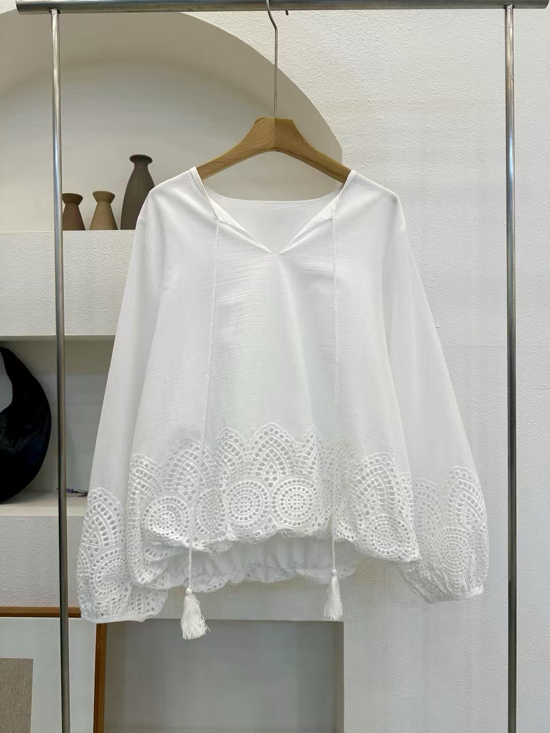 V-Neck Ruched Sleeve Top