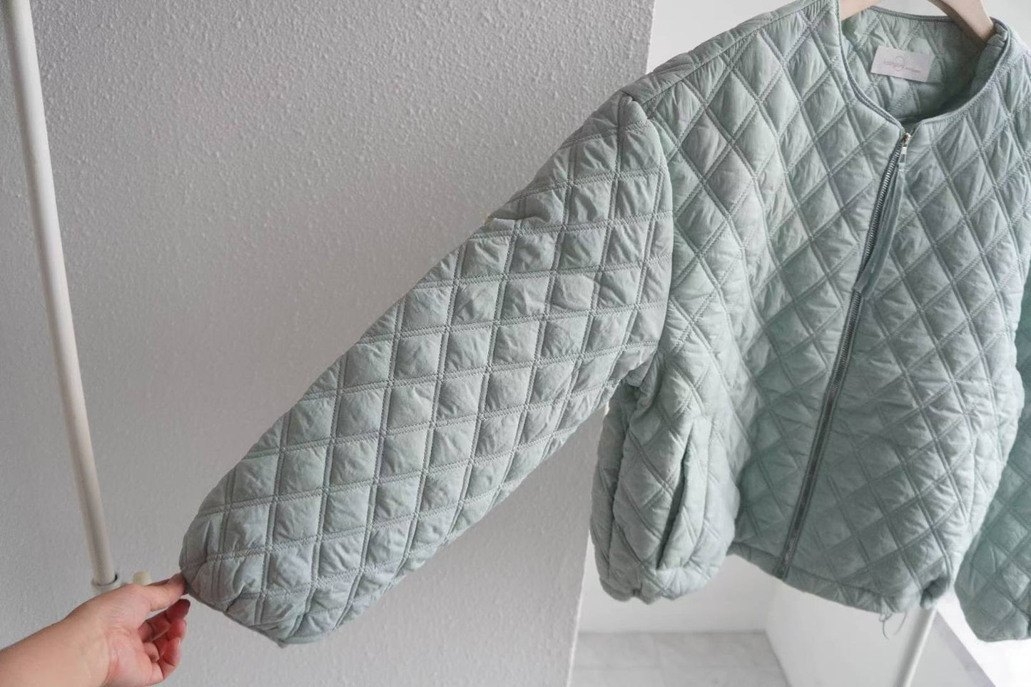 🧥【Soft Mint Quilted Jacket · 薄荷格紋夾綿外套】🧥