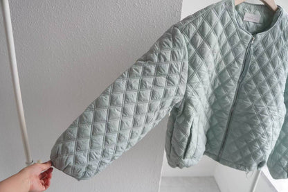 🧥【Soft Mint Quilted Jacket · 薄荷格紋夾綿外套】🧥