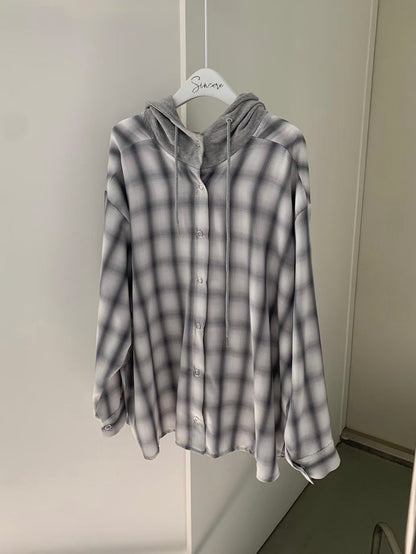 🌿 Hooded Plaid Shirt Jacket

連帽格仔襯衫外套