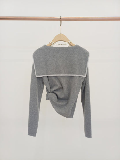 💛🩵🩶🤍 Sailor Collar Fine Knit Top