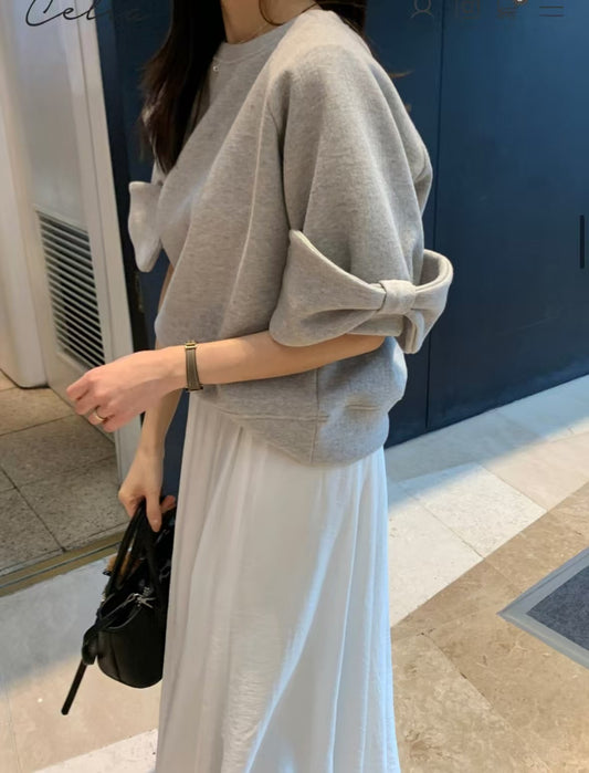 🎀 Bow Sleeve Sweat Top 蝴蝶結袖設計感上衣