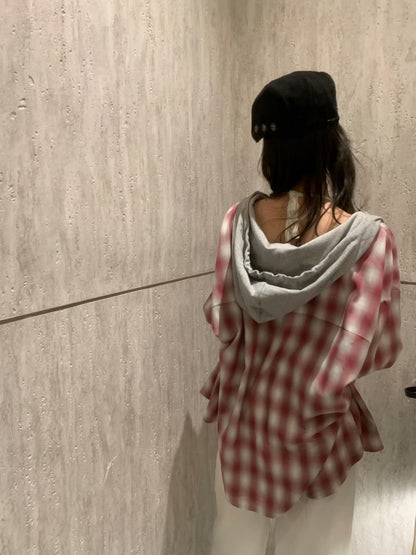 🌿 Hooded Plaid Shirt Jacket

連帽格仔襯衫外套