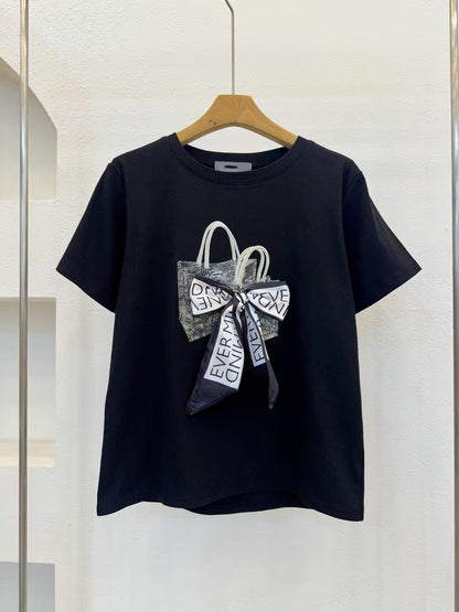 立體絲帶手袋造型Tee  3D Ribbon Handbag Graphic Tee