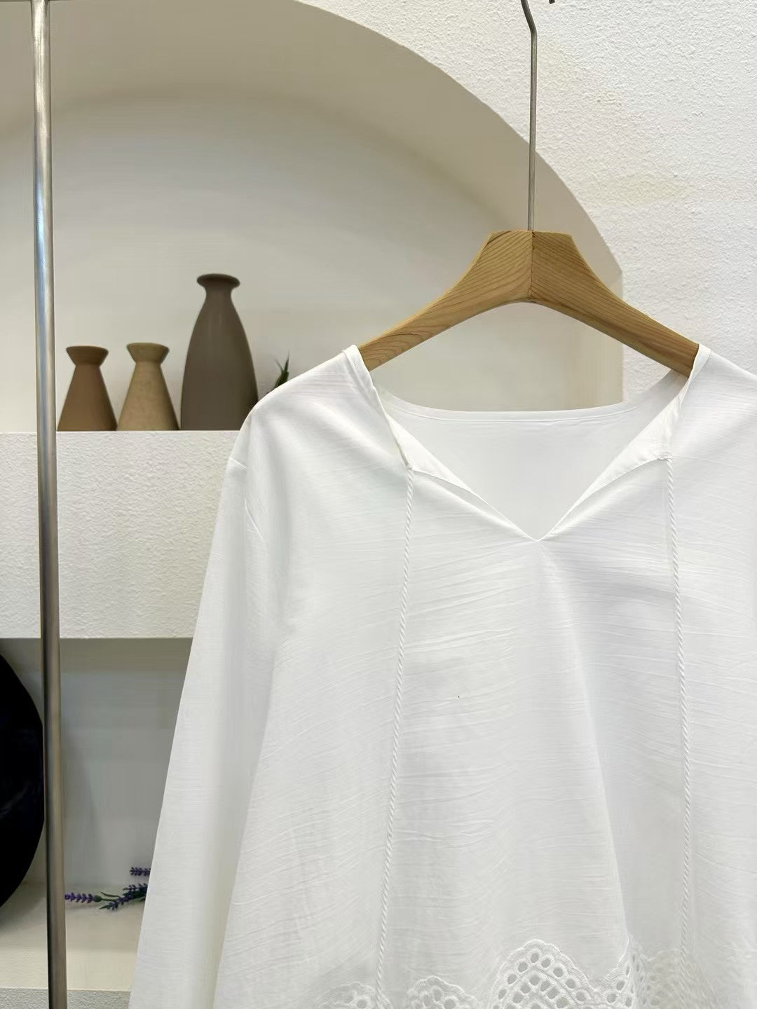 V-Neck Ruched Sleeve Top