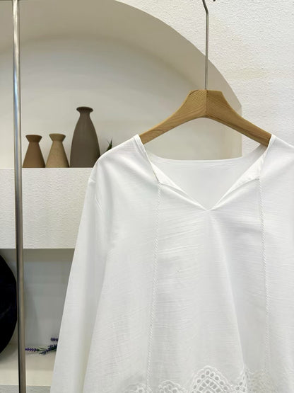 V-Neck Ruched Sleeve Top