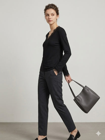 Lace-Up Eyelet Puff Sleeve Blouse