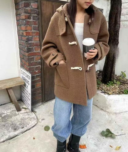 🧥【✨PREORDER✨ 韓國製連帽牛角釦羊毛外套 / Korean Wool Toggle Hooded Coat】