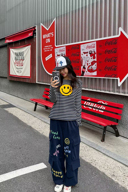 ✨【Happy Time Jogger Pants · 手寫風口袋棉褲】✨

🌈 東大門潮款 · Anna 系列