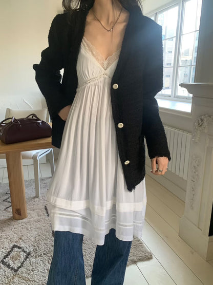 Korea Fashion Pre-order Classic Tweed Jacket (Black / Ivory)