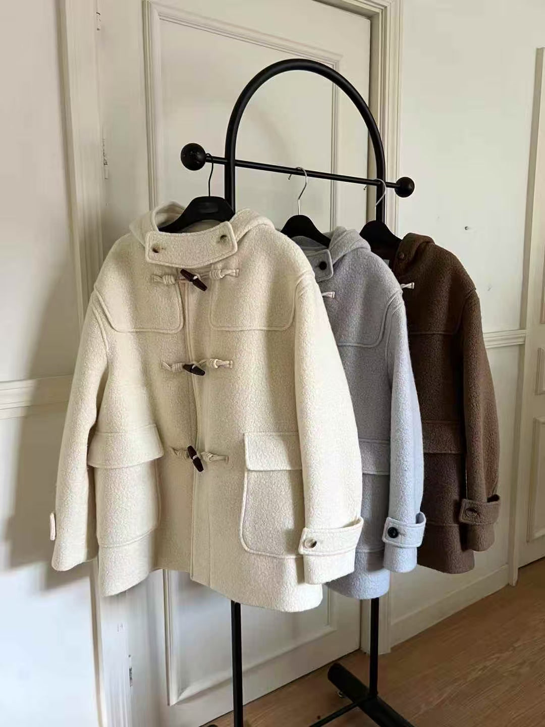 🧥【✨PREORDER✨ 韓國製連帽牛角釦羊毛外套 / Korean Wool Toggle Hooded Coat】