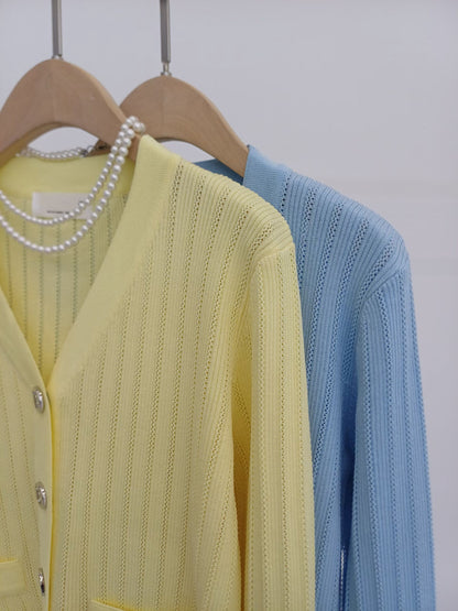 💛💙 Vertical Rib Knit Cardigan