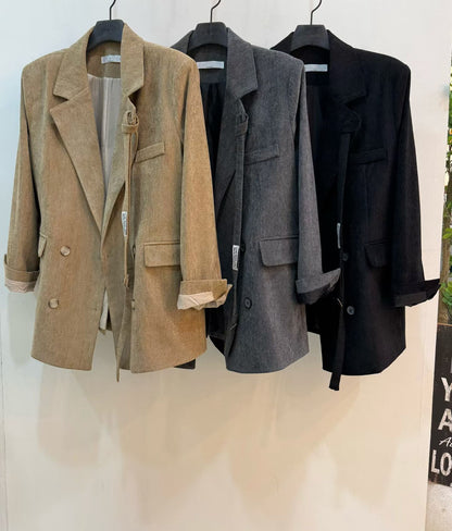 Corduroy Suit Set · 灰調燈芯絨西裝套裝