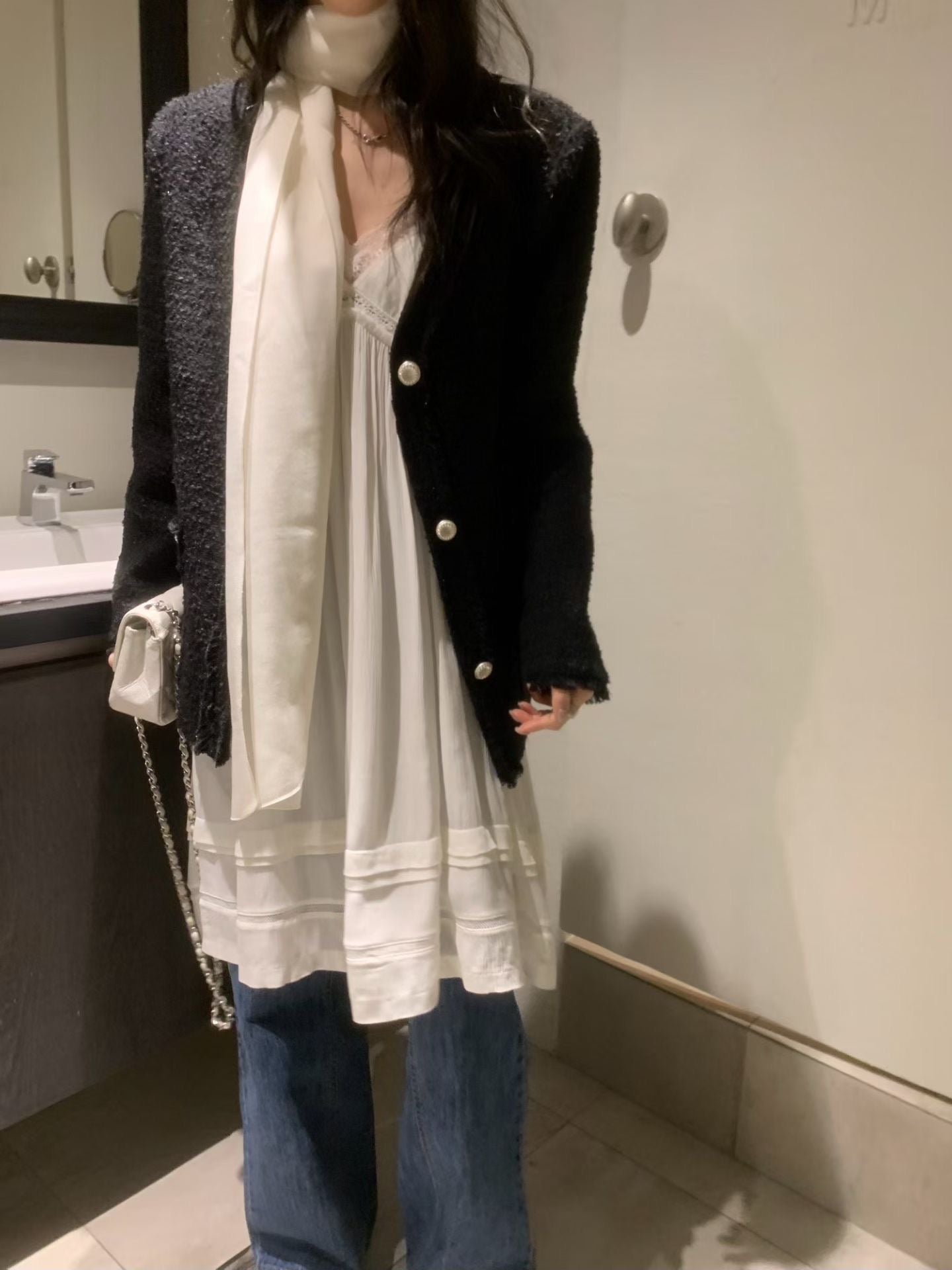 Korea Fashion Pre-order Classic Tweed Jacket (Black / Ivory)