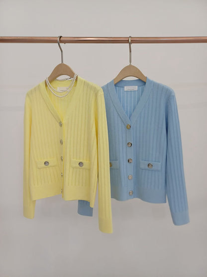 💛💙 Vertical Rib Knit Cardigan
