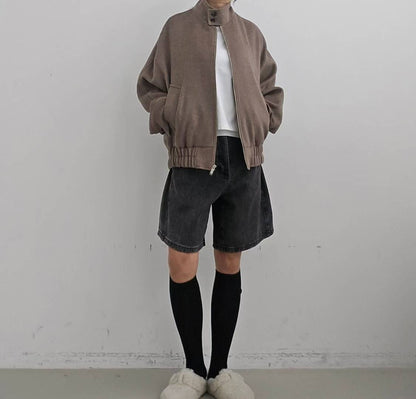 🧥【✨PREORDER✨ 韓國製高領鬆身短褸 / Korean Wool Zip-Up Short Jacket】