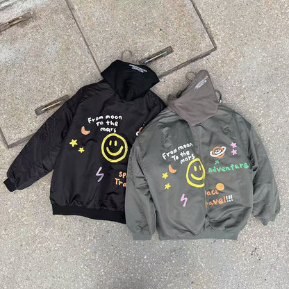 ✨【Adventure Bomber Jacket · 太空探險飛行外套】✨

🔥 東大門潮款 · Anna 系列