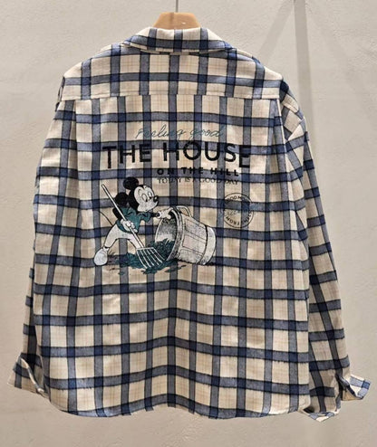 ✨【Mickey Plaid Shirt · 米奇格紋寬鬆襯衫】✨