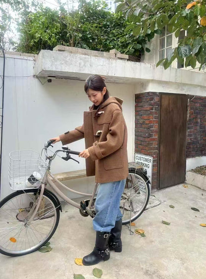 🧥【✨PREORDER✨ 韓國製連帽牛角釦羊毛外套 / Korean Wool Toggle Hooded Coat】
