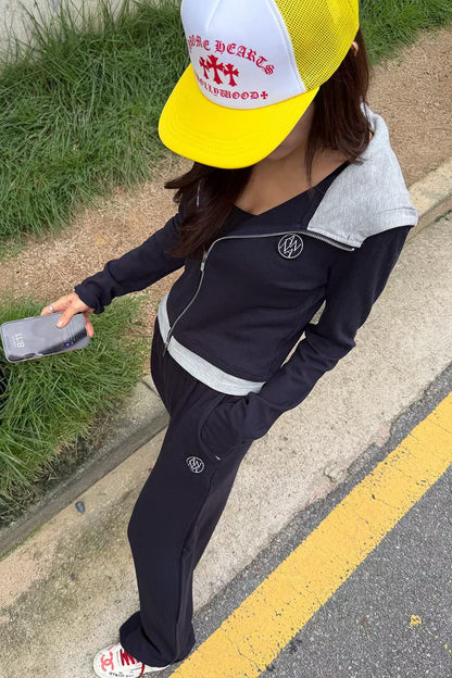 ✨【Contrast Hoodie Set · 修身運動休閒套裝】✨

🔥 東大門潮款 · Anna 系列