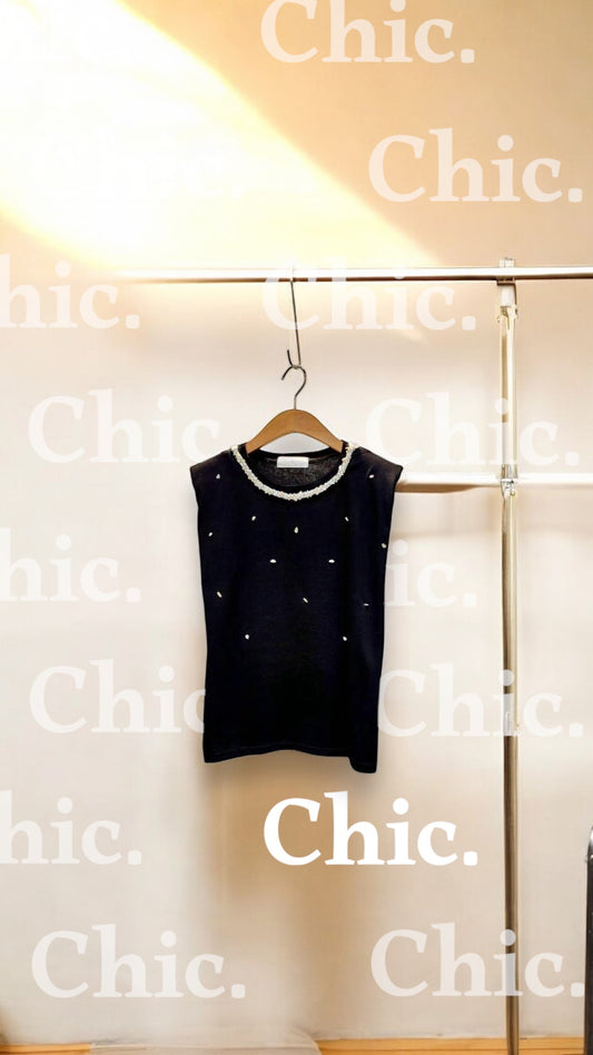 ✨ Bling Pearl Sleeveless Top｜珍珠閃閃背心