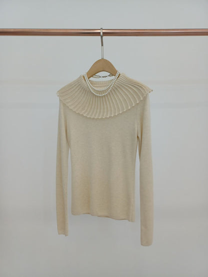 Pleated Collar Knit Top