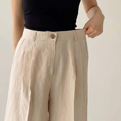 Linen-Look High-Waist Shorts 🤍涼感亞麻感高腰短褲