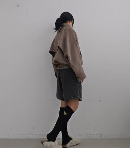 🧥【✨PREORDER✨ 韓國製高領鬆身短褸 / Korean Wool Zip-Up Short Jacket】