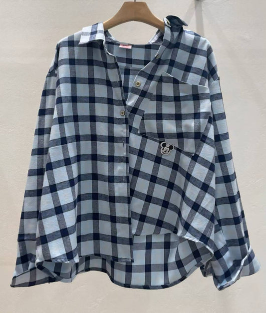 ✨【Mickey Plaid Shirt · 米奇格紋寬鬆襯衫】✨