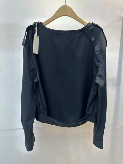 Tencel feel crew neck blouse