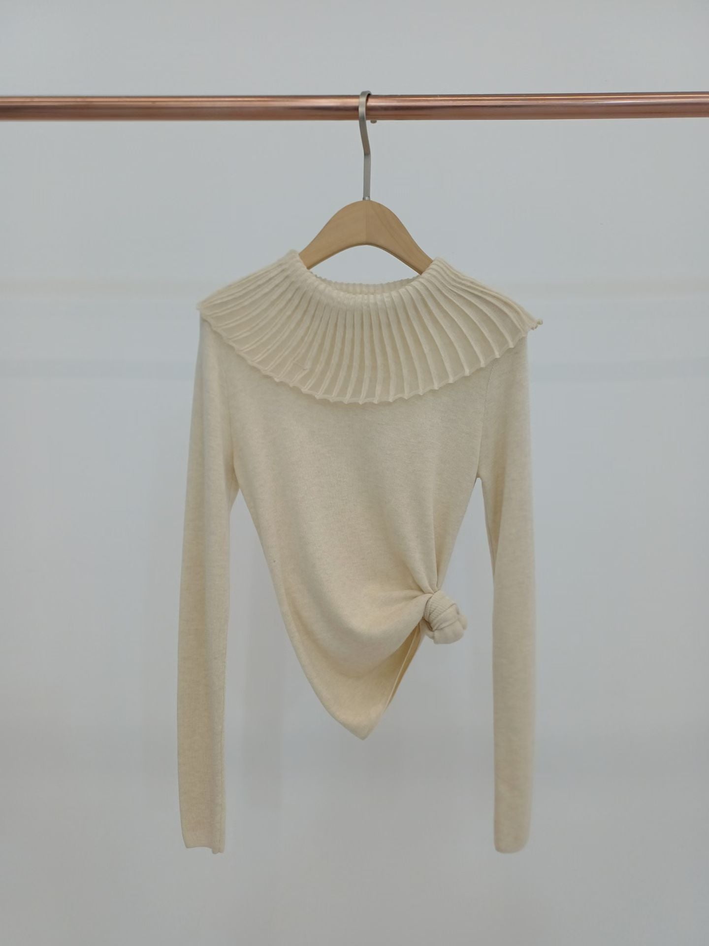 Pleated Collar Knit Top