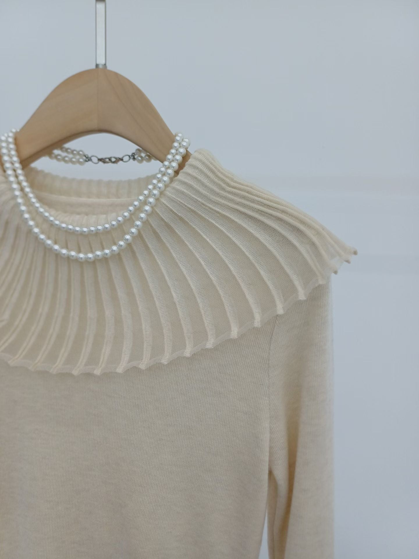 Pleated Collar Knit Top