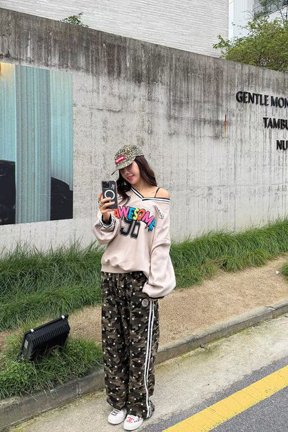 ✨【Star Camo Wide Pants · 星星迷彩闊腳褲】✨

🌈 東大門潮款 · Anna 系列