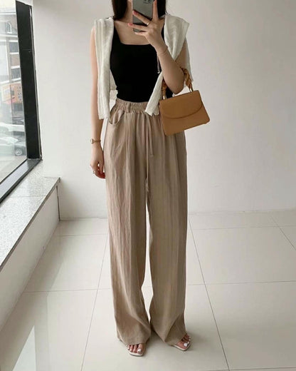 Cooling Wide-Leg Drawstring Pants l ꕥ 休閑清爽闊褲♡