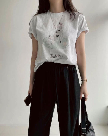 Cooling Wide-Leg Drawstring Pants l ꕥ 休閑清爽闊褲♡