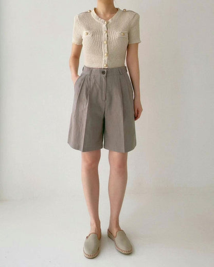 Linen-Look High-Waist Shorts 🤍涼感亞麻感高腰短褲