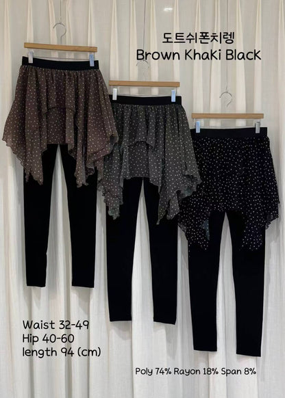 ✨【Dot Chiffon Layered Leggings · 波點雪紡拼接打底褲】✨