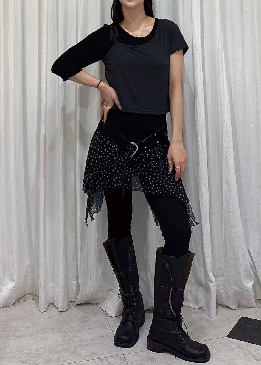 ✨【Dot Chiffon Layered Leggings · 波點雪紡拼接打底褲】✨