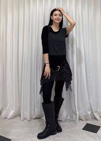 ✨【Dot Chiffon Layered Leggings · 波點雪紡拼接打底褲】✨