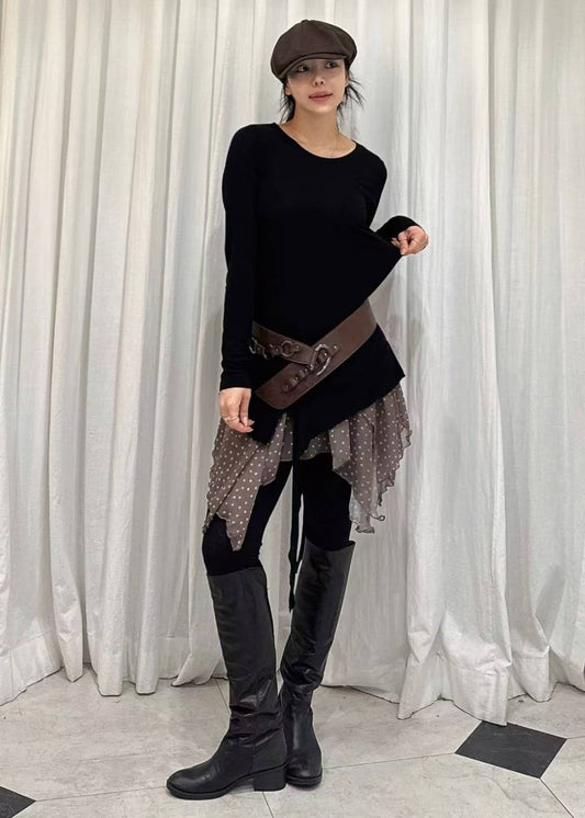 ✨【Dot Chiffon Layered Leggings · 波點雪紡拼接打底褲】✨