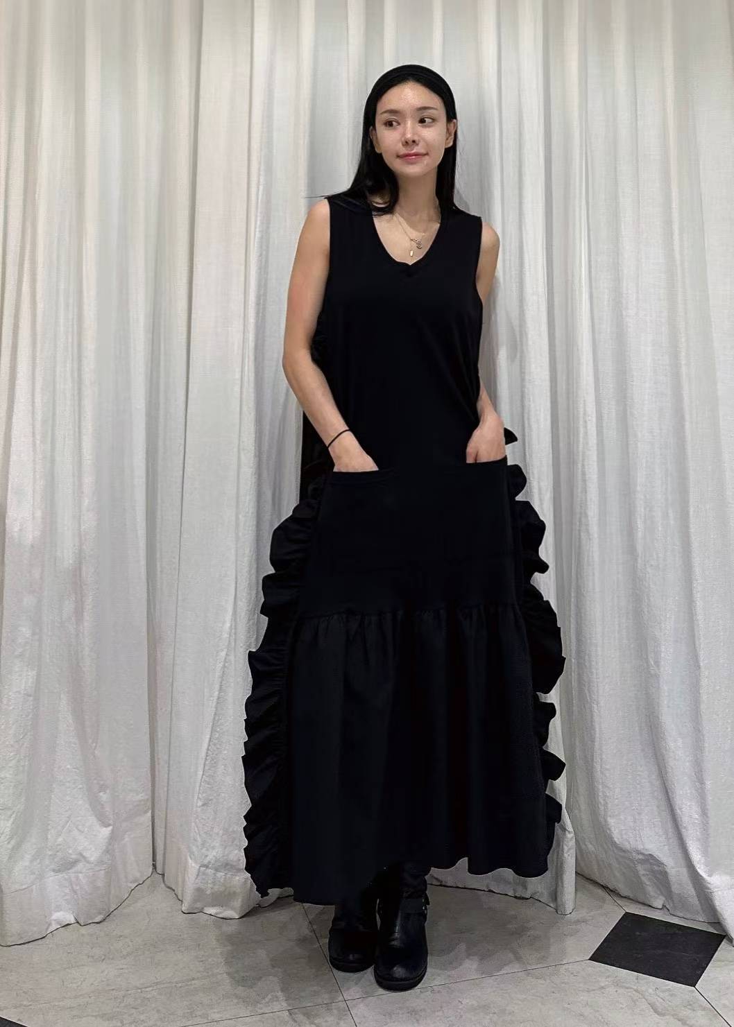 ✨【Ruffle Side Long Dress · 側邊荷葉邊連身裙】✨