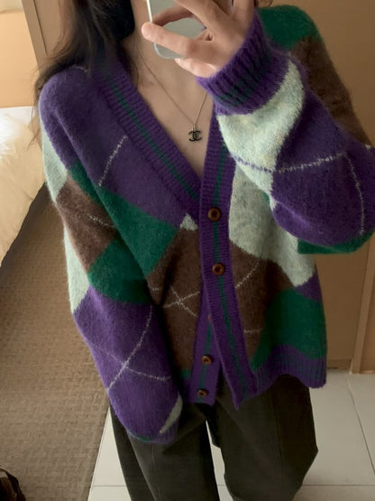✨【Argyle Knit Cardigan · 菱格紋針織開胸外套】✨
