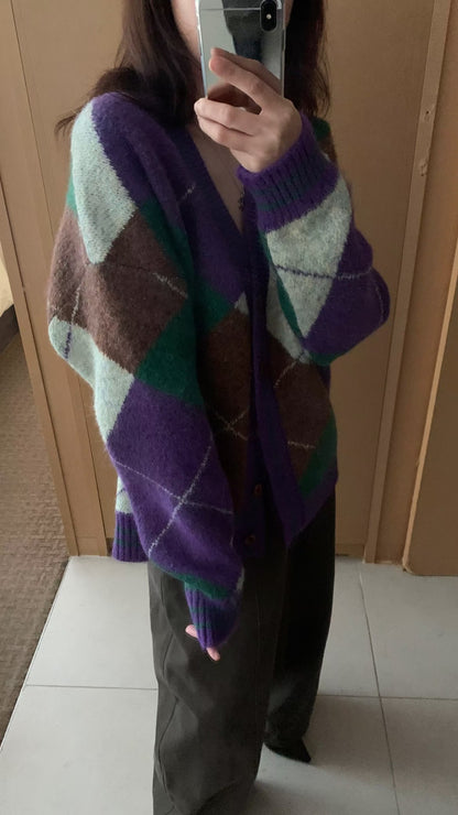 ✨【Argyle Knit Cardigan · 菱格紋針織開胸外套】✨