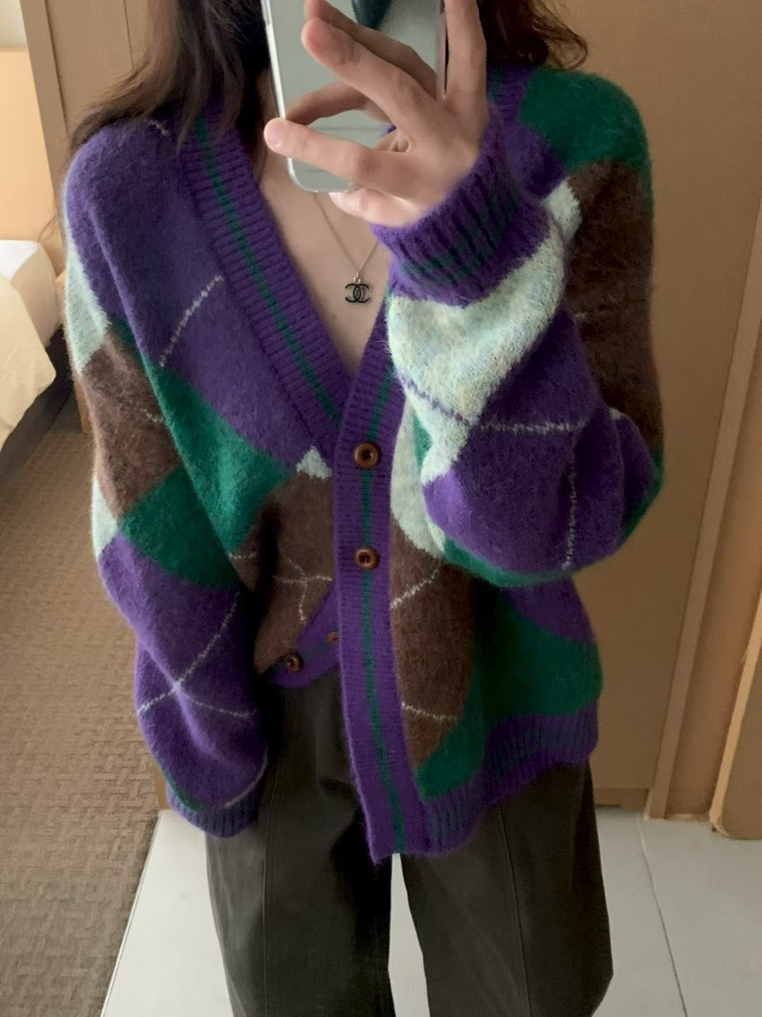 ✨【Argyle Knit Cardigan · 菱格紋針織開胸外套】✨